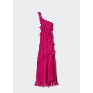 MANGO Savannah dress - pink asymmetrical ruffle NWT